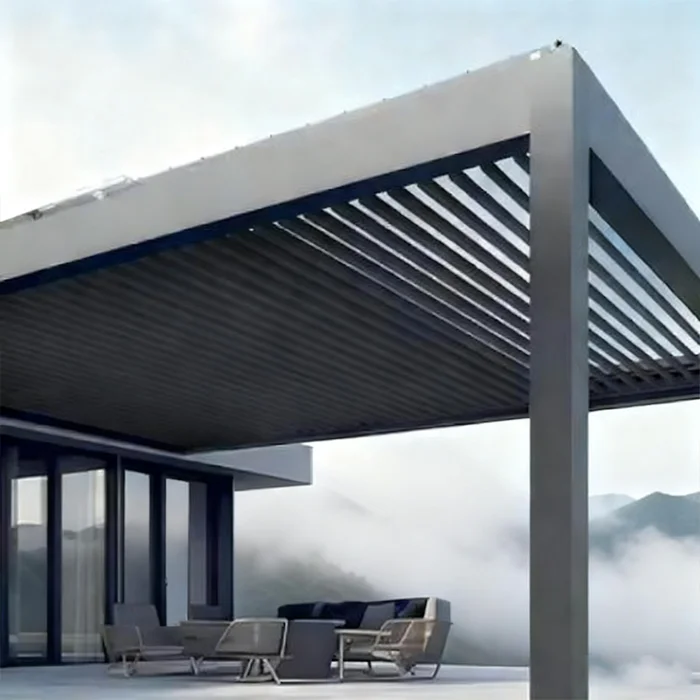 Modern Luxury Aluminum Retractable Roof Pergola With Waterproof Rain Canopy For Balcony & Outdoor Garden
