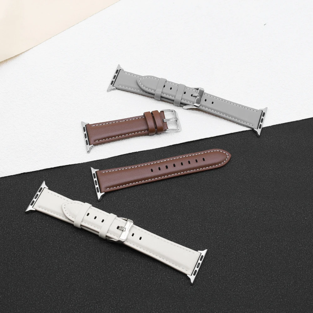 Ремешок из искусственной кожи для Apple Watch Series 10 9 7 8 5 6 SE Ultra Bands 49 мм 46 мм 44 мм 40 45 мм 41 мм 42 мм Браслеты iWatch