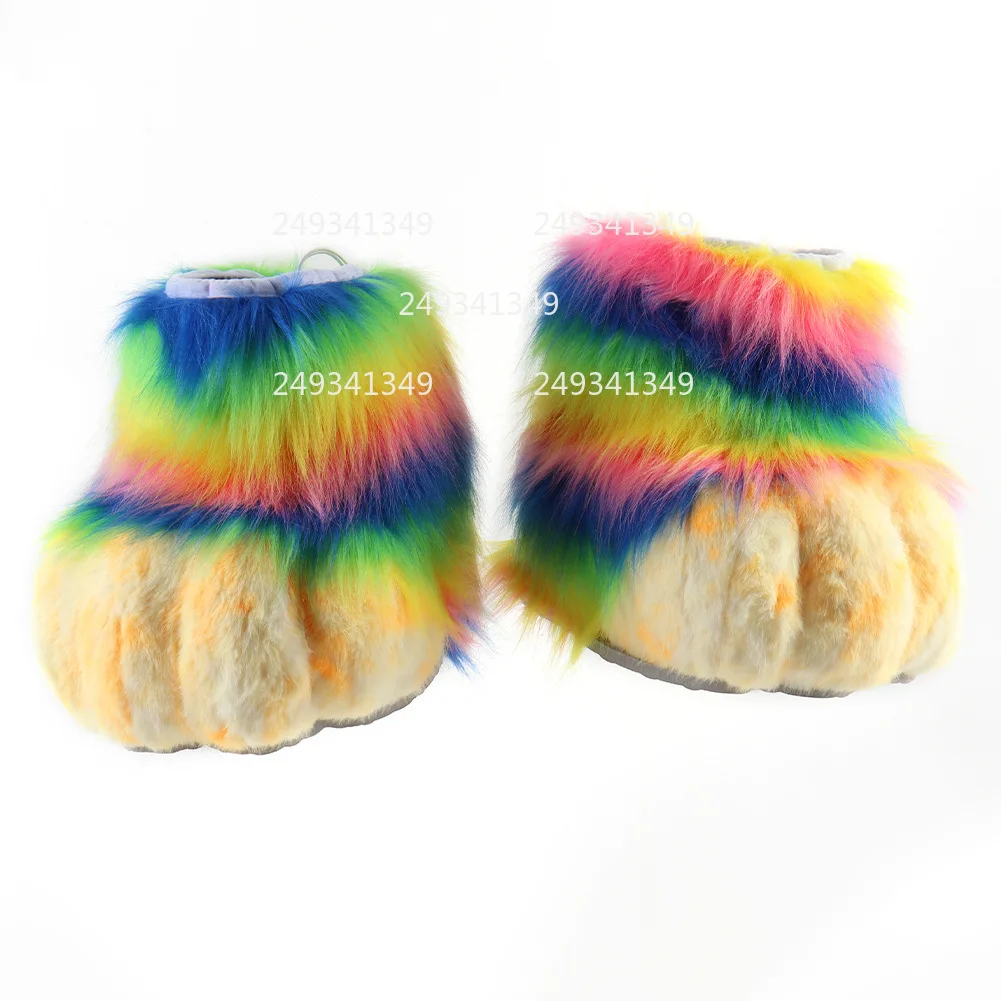 فروي Fursuit الوحش قدم تأثيري حلي اكسسوارات الكبار قوس قزح القط فو الفراء أحذية رجل امرأة Comic-con أداء الحفلات الدعامة