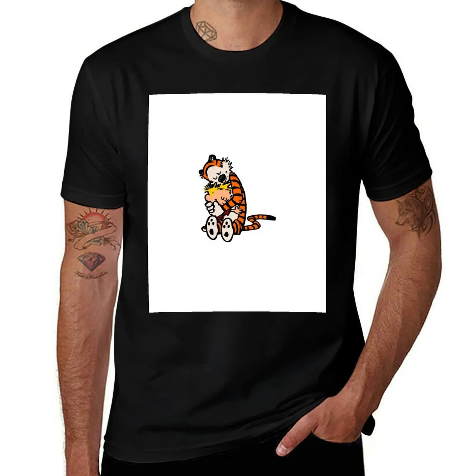 

Футболка Calvin and Hobbes Sweet Hug, мужские футболки с рисунком, мужская футболка, хлопковые футболки для мужчин, белая футболка