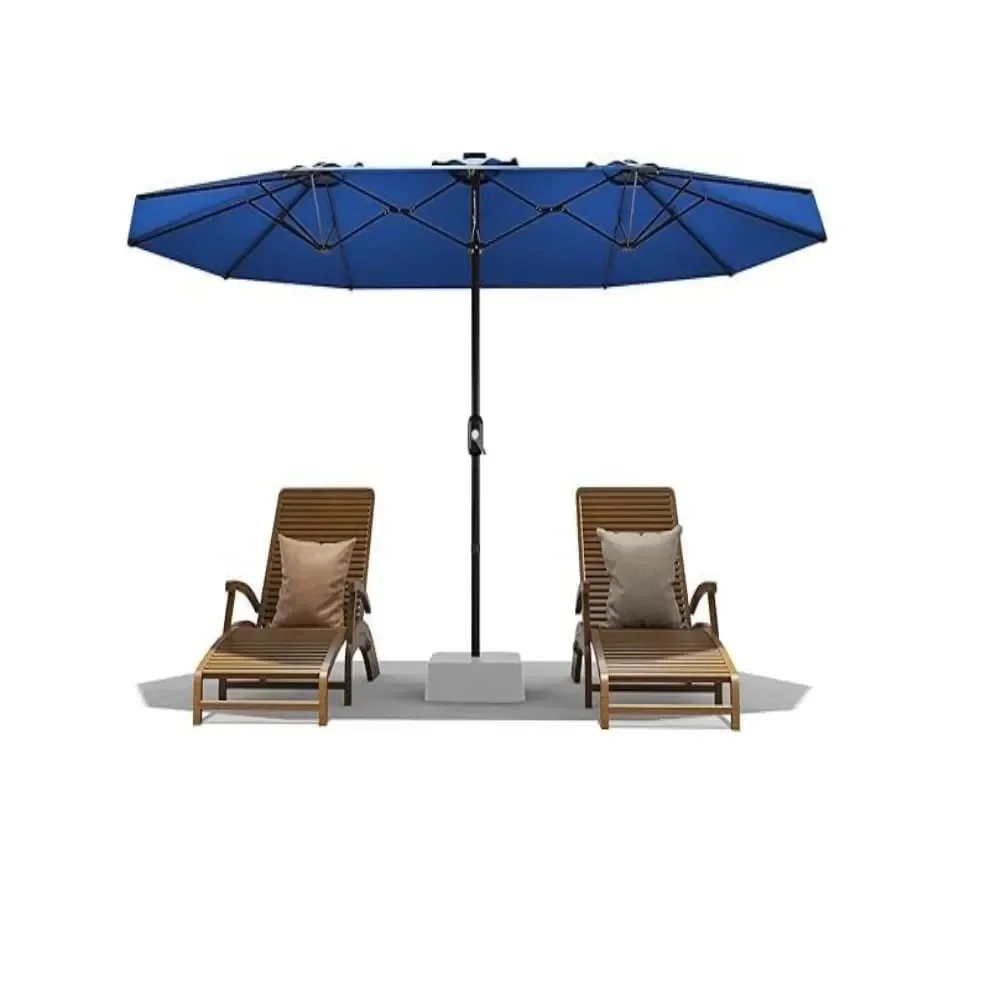 

13 Ft Large Patio Umbrella DoubleSided Rectangular With Crank Handle 12 Durable Ribs For Pool Lawn Garden,Blue