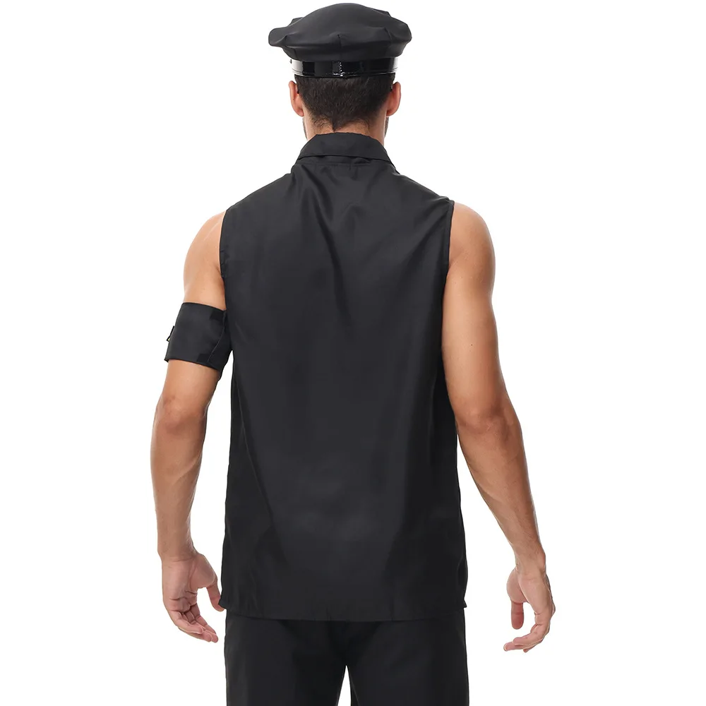 Uniforme de polícia masculino Halloween Traje para Adulto, América, Polícia dos EUA, Policial sujo, Top Shirt, Fantasia Cosplay Vestuário