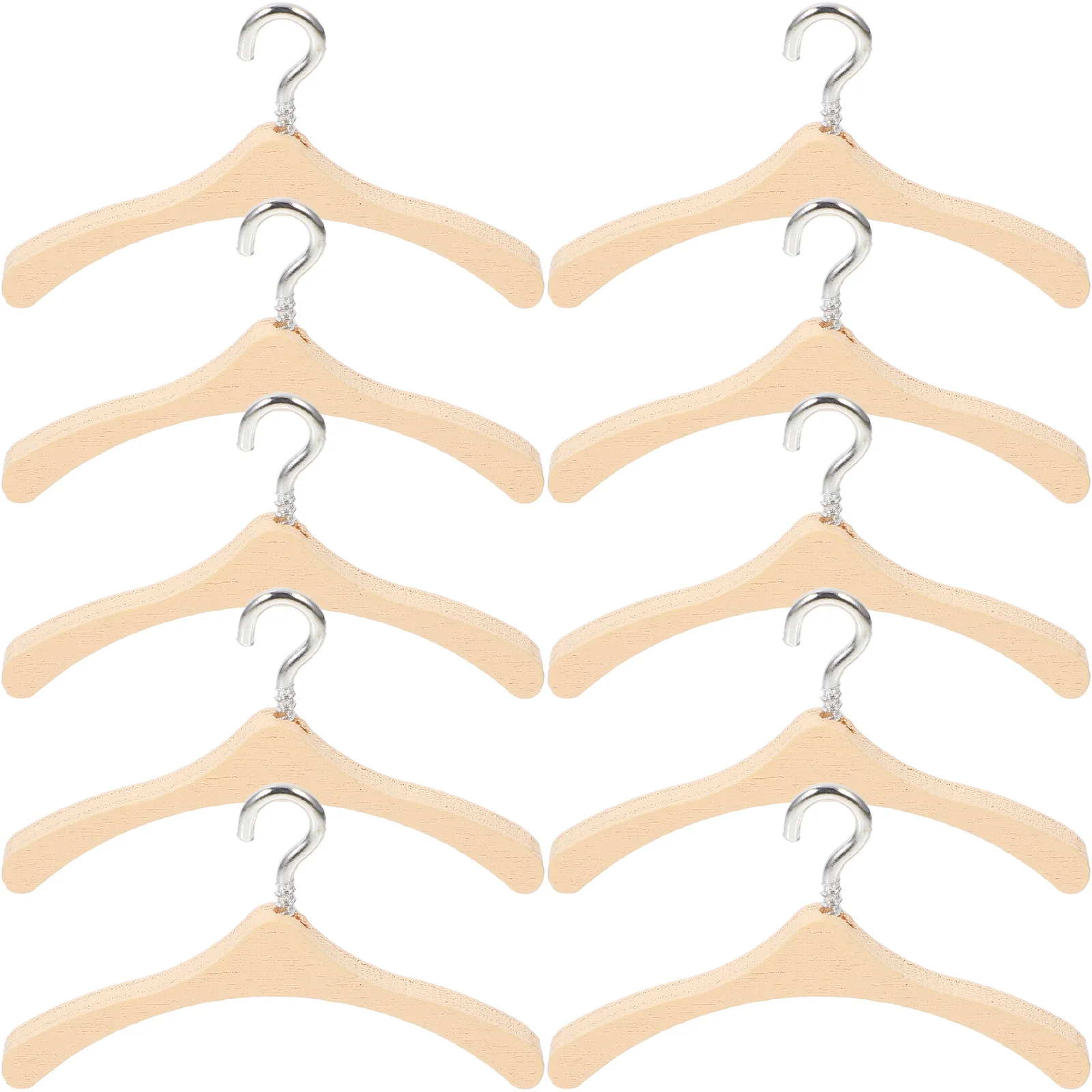 20 Pcs Mini Hanger Dolls Clothes Hangers Lifelike Tiny Small Rack Baby Model Wooden Miniature Ornaments Simulation Clothing
