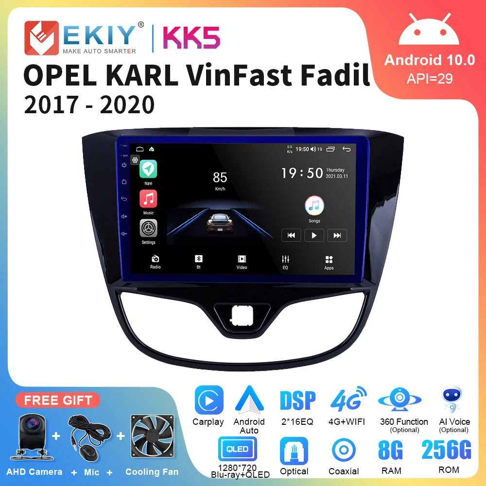 

EKIY KK5 QLED Android Car Radio For Opel Karl VinFast Fadil 2017 - 2020 AI Voice Multimedia Video Player Navigation GPS 2din DVD