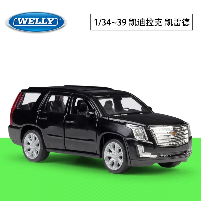 Diecast Cadillac 2017 Escalade Carros, Simulado Liga Brinquedos, Pullback Car Model, coletar ornamentos, presente de aniversário do menino, Novo, 1:36