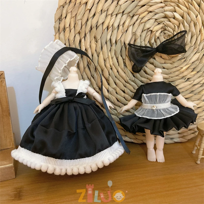 Bjd 구체관절 인형 패션 정장 16cm 1/12 스케일, 귀여운 드레스 스커트, 여아용 유니폼 액세서리