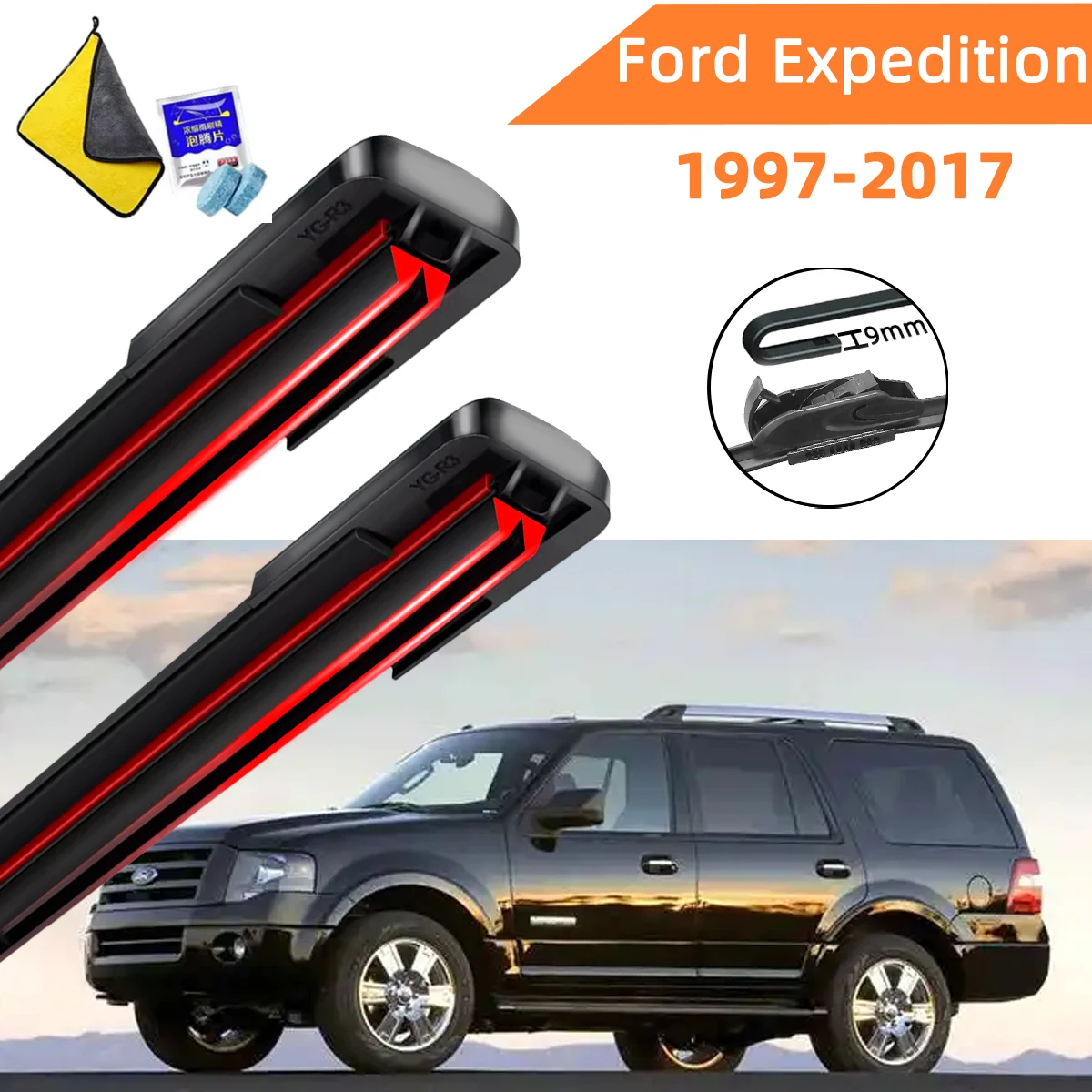 

Double Rubber Car Wipers for Ford Expedition Front Blade Brushes Cutter Automobiles Parts Accessorie Wiper Windscreen Wiper