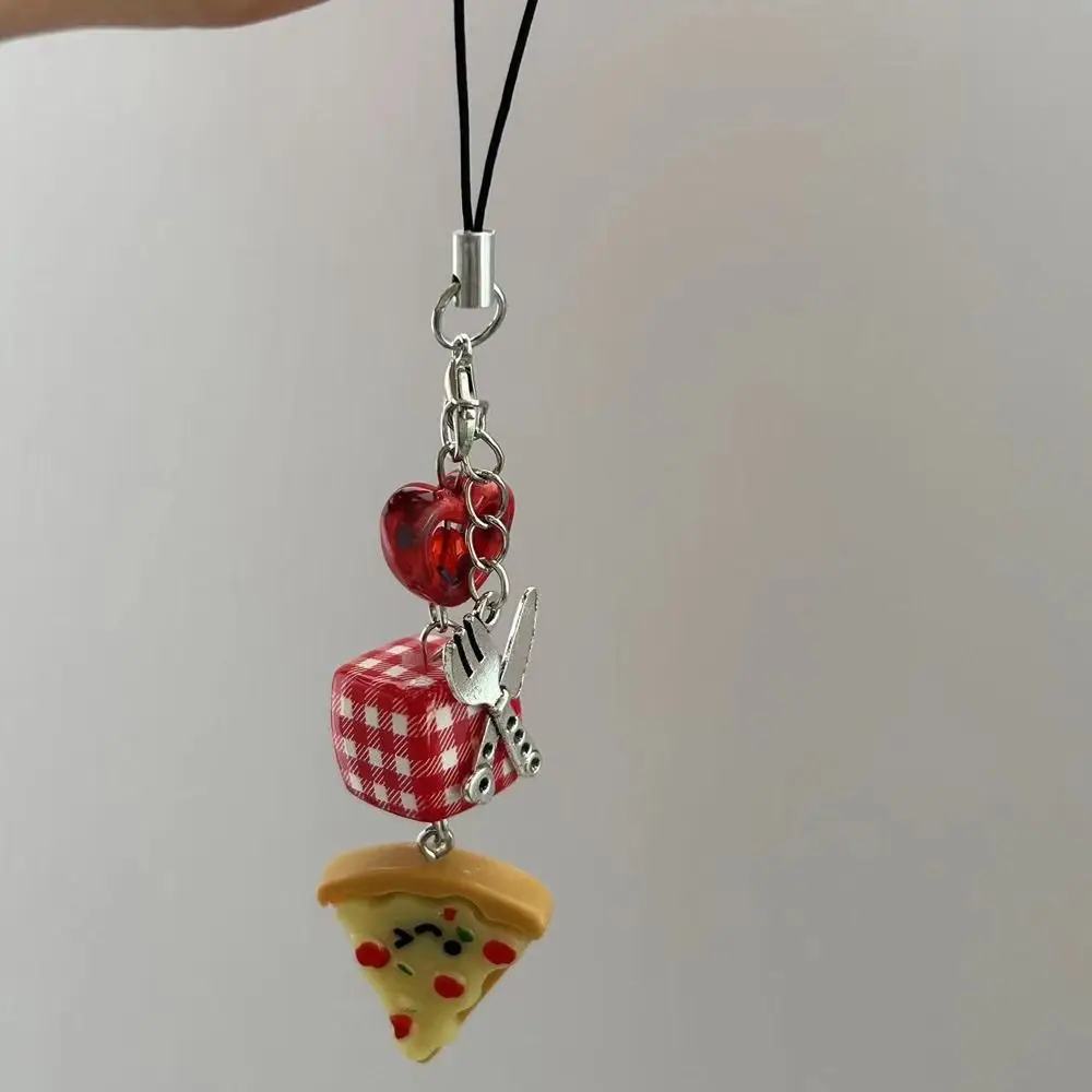 Ice Cream Mobile Phone Lanyard Phone Charms Beaded Food Phone Chain Folk Spoon Kawaii Phone Strap Telephone Jewelry