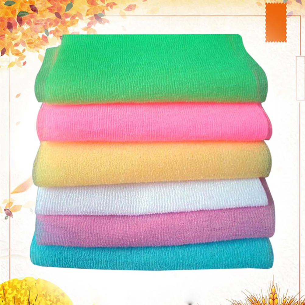 

6 Pcs Towel Towels Rub Back Rubbing Long Shower Bath Korean Whole Body Scrubber Strip