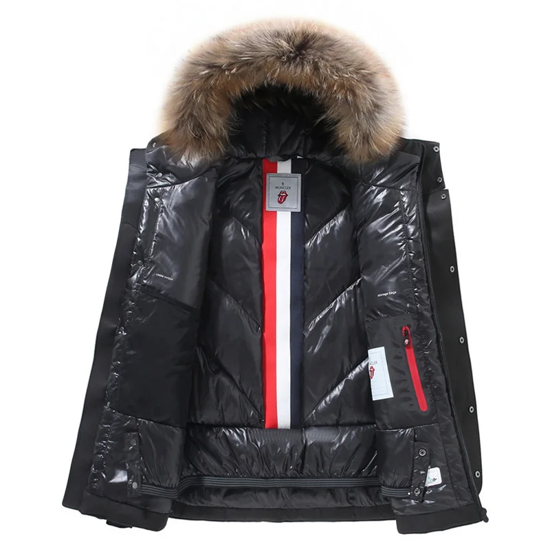 Ski Jacket Men Winter Windproof Waterproof Hooded Warm White Duck Down Jacket Men Outdoor Hot Ski Equipment Snowboard Jacket Men