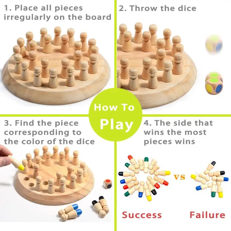Wooden Puzzle Toys Montessori Educational Learning Color Sensory BeBe Memory Match Stick Chess Party Game Children Kids