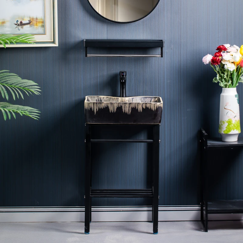Vintage wall mounted washbasin cabinet combined with household bathroom integrated sink sink