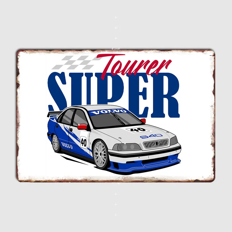 850 S40 BTCC Sierra Cosworth P10 JTCC Rally Car Retro Posters Metal Sign Poster Bar Bedroom Wall Home Decor Room Decoration