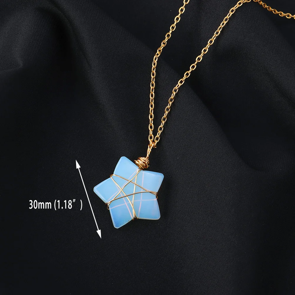 1PC Fashion Beautiful Crystal Quartz Opal Star Net Gold Filament Winding Pocket Pendant Diy Jewelry Making Necklace Gift