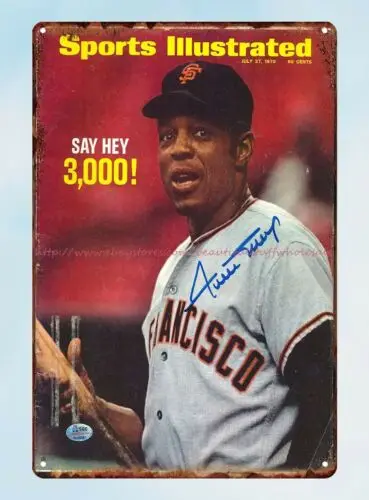 Willie Mays (HOF) 1970 Sports Illustrated 3000 hit cover tin sign simple metal