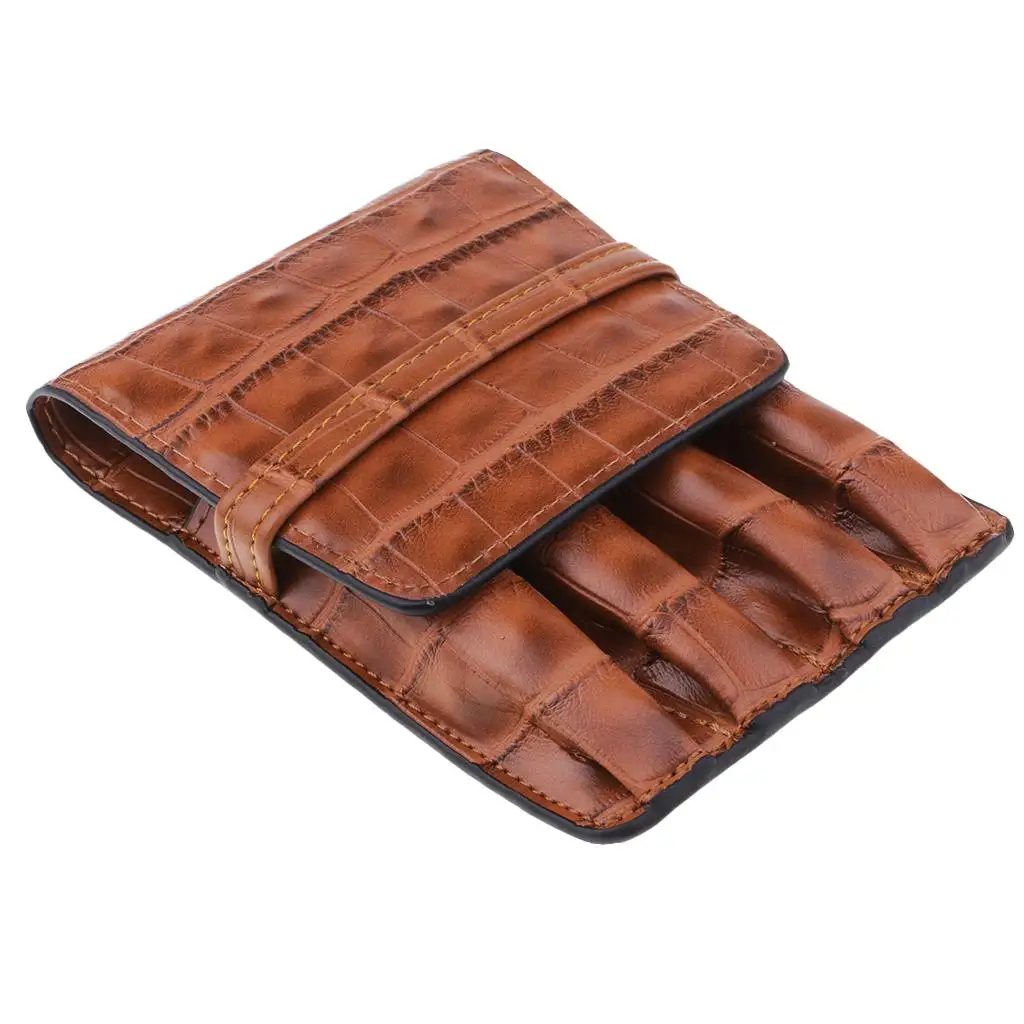 Handmade Pencil Bag Leather Pen Case Sleeve Pouch Brown School Supplies