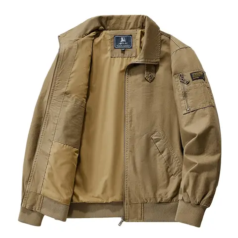 2024 Bomber Washed Jacket Men Casual Windbreaker Jacket Coat Men Spring Autumn New Hot Outwear Stand Slim Cargo Jacket Mens