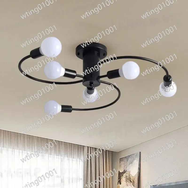 for Retro Iron Fan Chandelier 6 or 8 Socket Ceiling Pendant Light Fixture Decorative Lamp for Living Room Bedroom Hallway