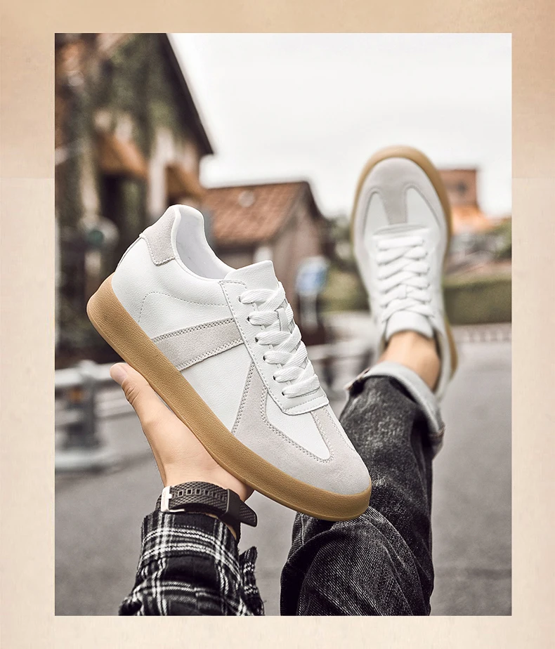 Men's Invisible Height Increasing Shoes 6/8cm German Training Shoes Breathable Genuine Leather Retro Casual Sports Shoes