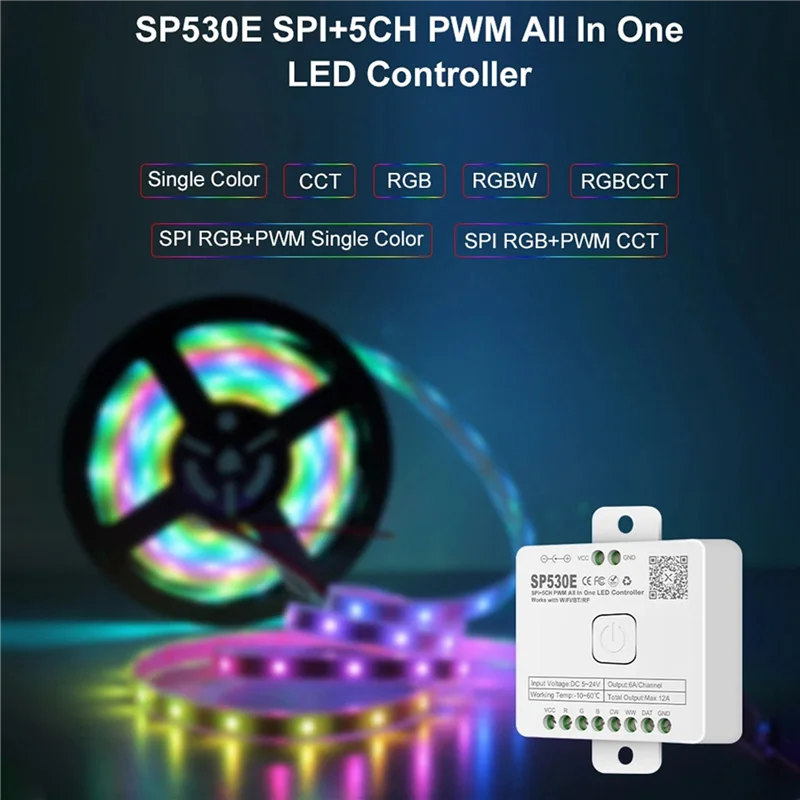 

B29C-2X 12-в-1 светодиодный контроллер Wi-Fi SP530E PWM SPI пиксельный диммер для WS2812B WS2811 RGB RGBW светодиодные ленты с голосовым управлением