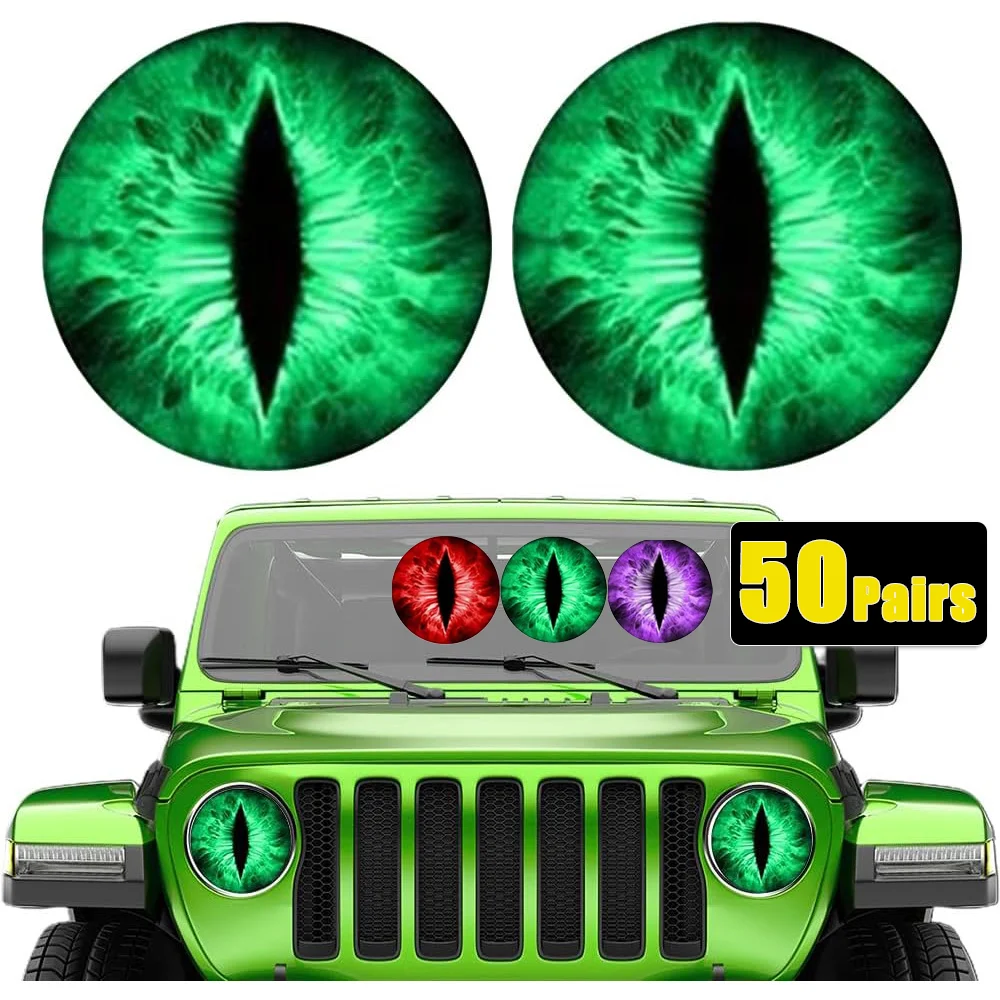 50Pairs Beast Eyes Headlight Decals Car Headlight Decals Off-road Vehicle Headlight Decal Outdoor Car Decals Car Exterior Decals