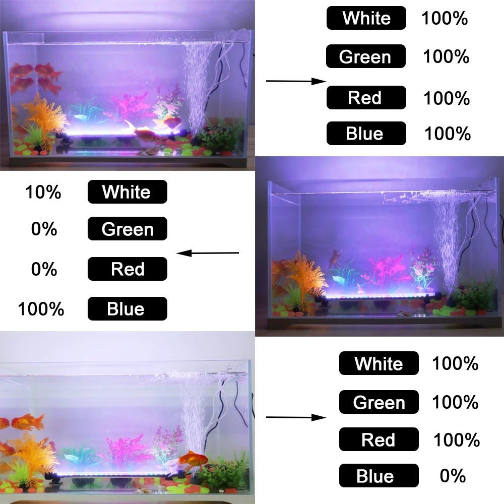 90-260V Aquarium LED IP68 Waterproof Lighting Light Full-Spectrum Fish Tank Plants Decor Light 17-58CM 5-12W 2835 Chips