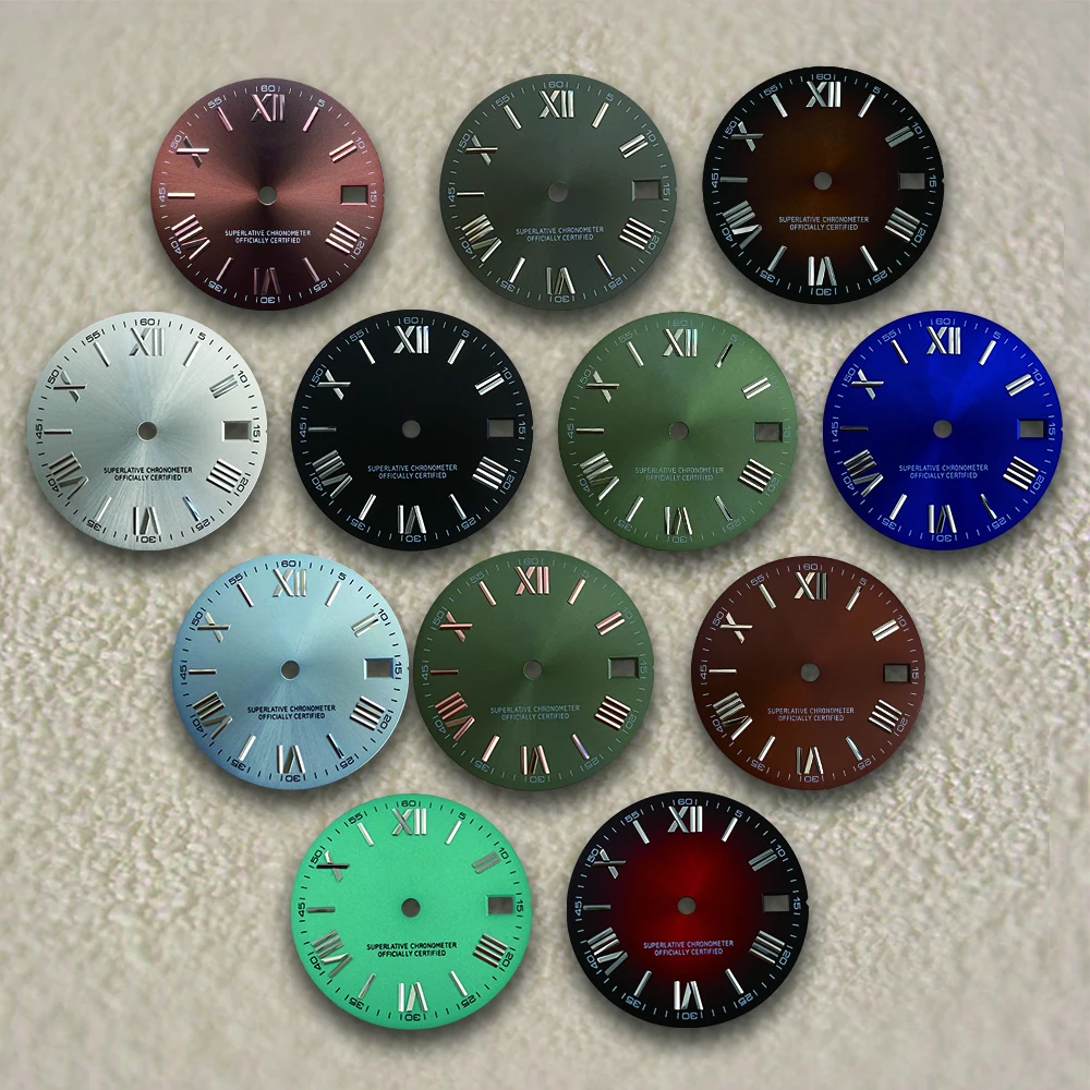 28.5mm S Logo Rome Dial Fit NH35/NH36/4R/7S Japanese Movement High-Quality Sunray Dial Watch Modified Accessories