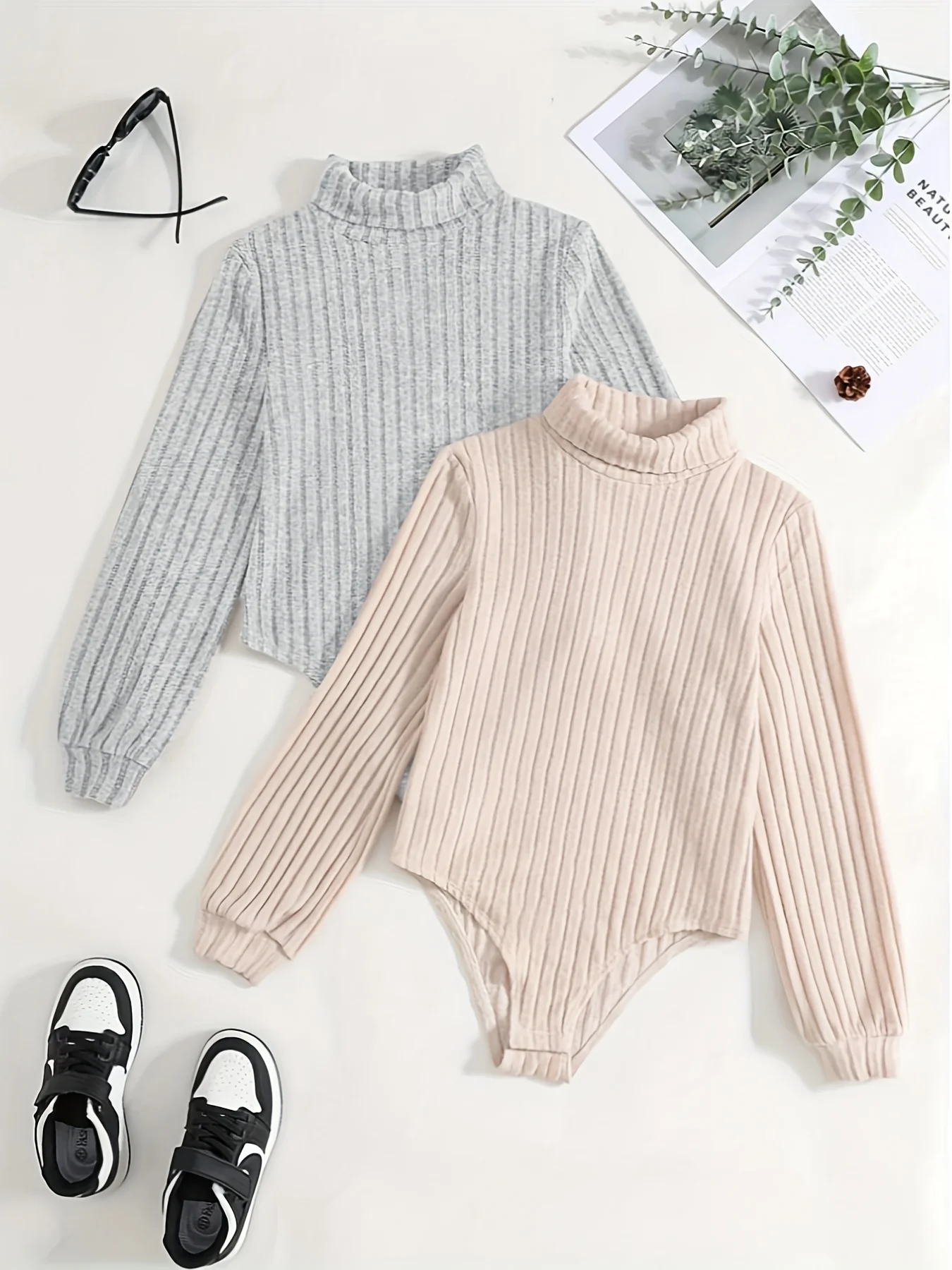 

Европейские и американские осенние и зимние однотонные повседневные колготки, комплект из двух предметов