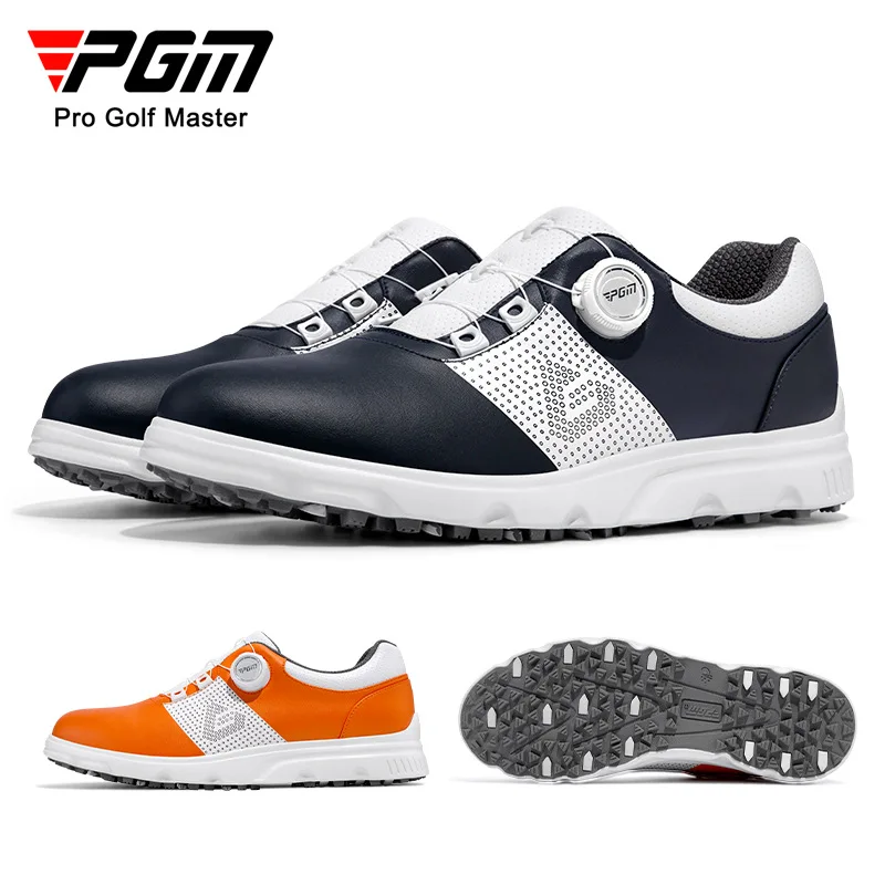Men Golf Shoes White Waterproof Rotating Buckle Fitness Spikeless Anti slip Golf Training Shoes Lightweight Mens Golf Sneakers