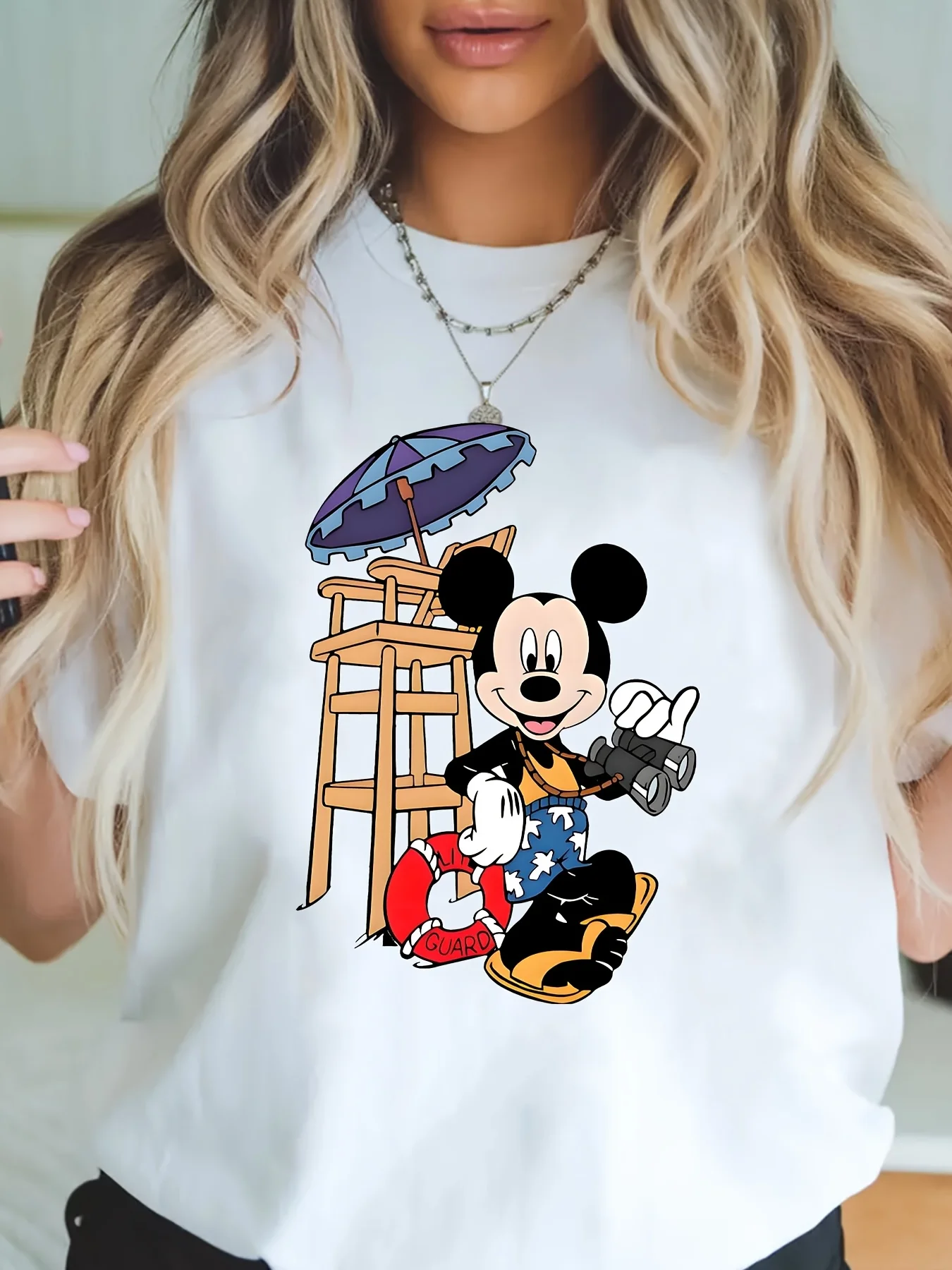 

Disney Graphic Printing Summer Autumn Winter Cotton Men's and Women's T-Shirts Short Sleeves Luxury Outdoor Sports Brand