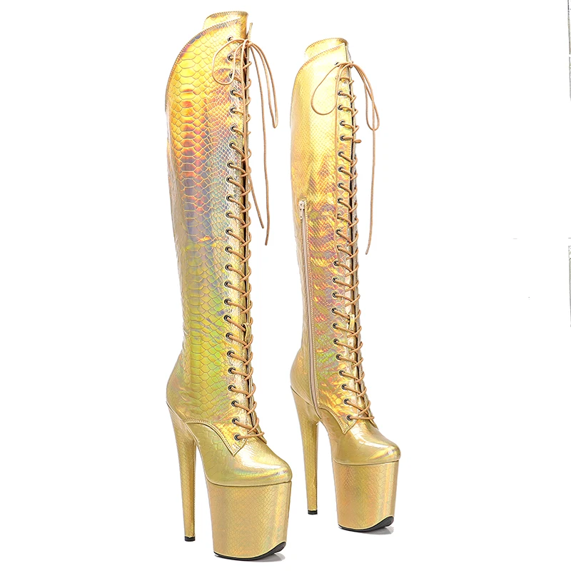 Leecabe  20CM/8inches PU  Upper exy exotic young trend fashion  boots High Heel   platform Pole Dance boot