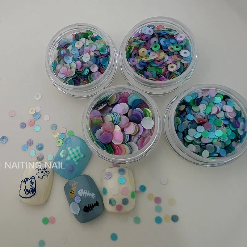 1 Box Dreamy Colorful Circular Ring  Sequin Nails Accessories Nail Decoration 3D Nail DIY Nails  Sequin Colorful  Nail Salon