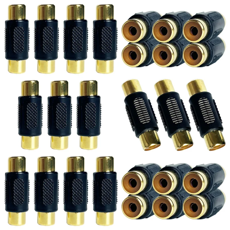 Gold-Plated Dual Female Coupler Adapter Extender RCA Female to Female Connector for Signal Audio Video