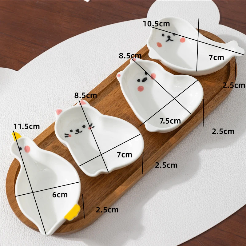 Pio d'assaisonnement de dessin animé en céramique T1, plat de soja aissce, récipient de salade de tomate, décoration de table créative pour la maison