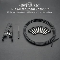 10 Kit di cavi senza saldatura connessioni Design cavo per chitarra Kit Patch per pedale per chitarra fai da te cavo Jack 3M con cappuccio nero