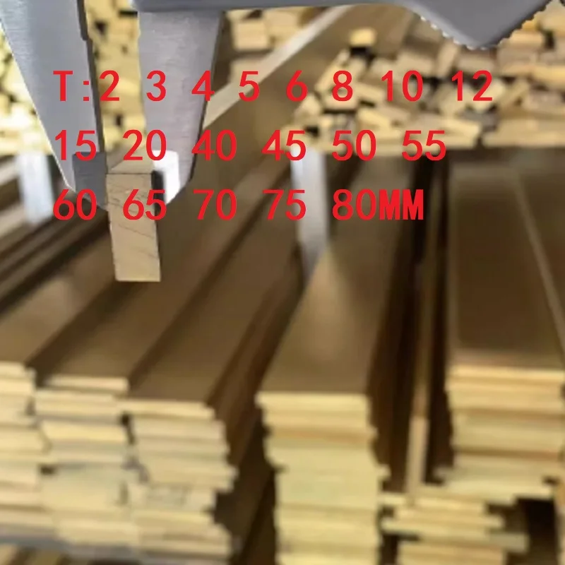 1PC Brass Plate Bar Strip Metal Flat Thicknesses 2-20 40 45 50 55 60 65 70 75 80mm Length 100 200 500mm