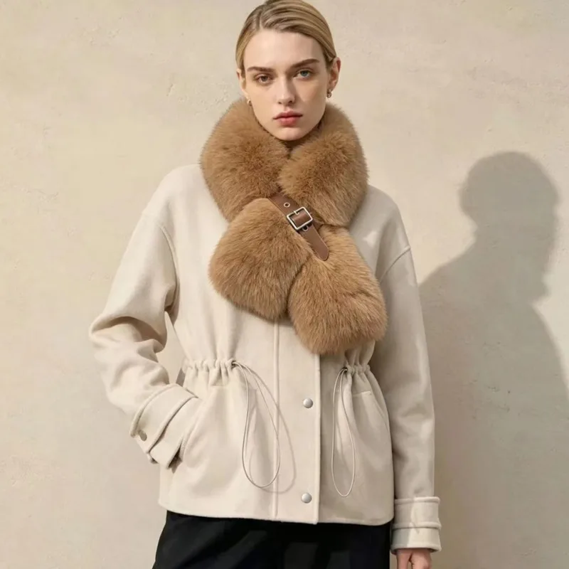Fox Fur Scarf Natural Fur Scarves Women's Real Fur Scarf Warm Winter Luxury Fur Hood Trims Real Fur Shawls