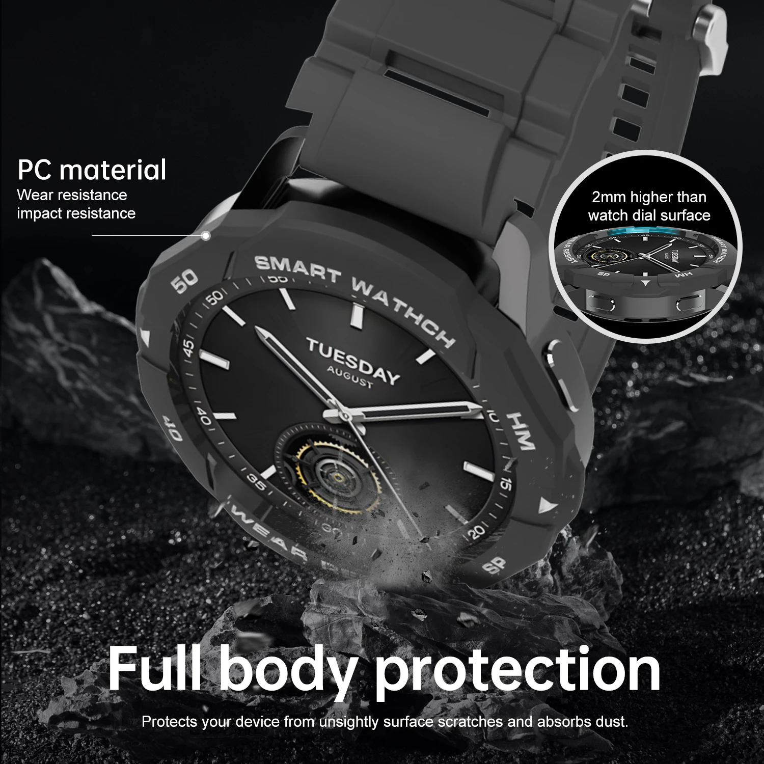 SIKAI Screen Protector Cover Bumper Case Shockproof Protective Hard PC Ultra Lightweight Easy Install Remove for Xiaomi Watch S3