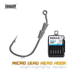 Kingdom 10pcs Hover Strolling Hooks 0.6g 1g 1.3g High Carbon Steel Jig Head Hook Bass Trout Fishing Tackle Accessories Hook