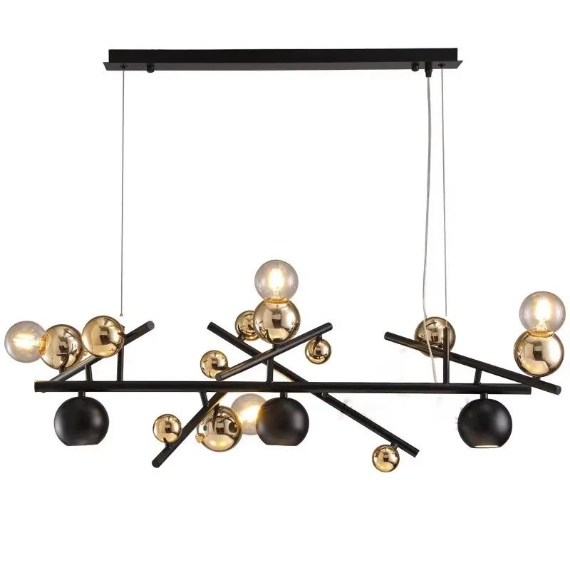 

Nordic Novelty Led Chandelier Metal Dining Room Island Long Hanging Light Restaurant Bar Kitchen Designer Creative Pendant Lamp