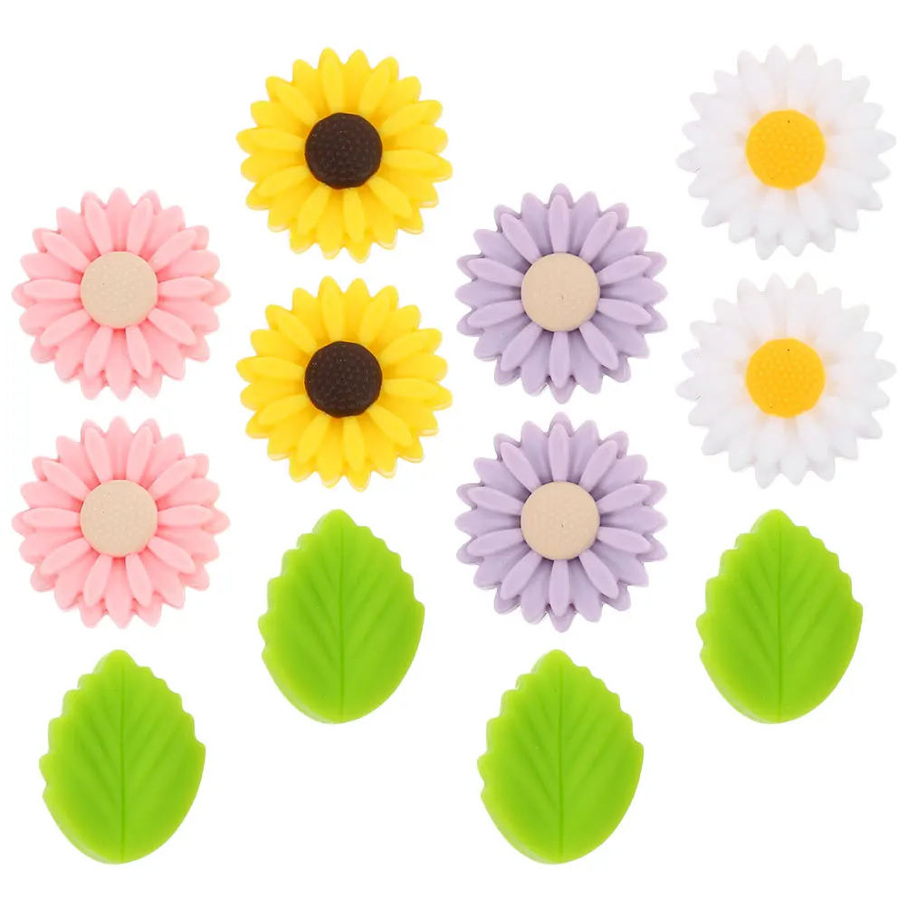 

12 Pcs Daisy Protection Heads Knitting Needle Tips Covers Yellow White Pink Purple Green Silicone Caps Sewing Tools Accessories