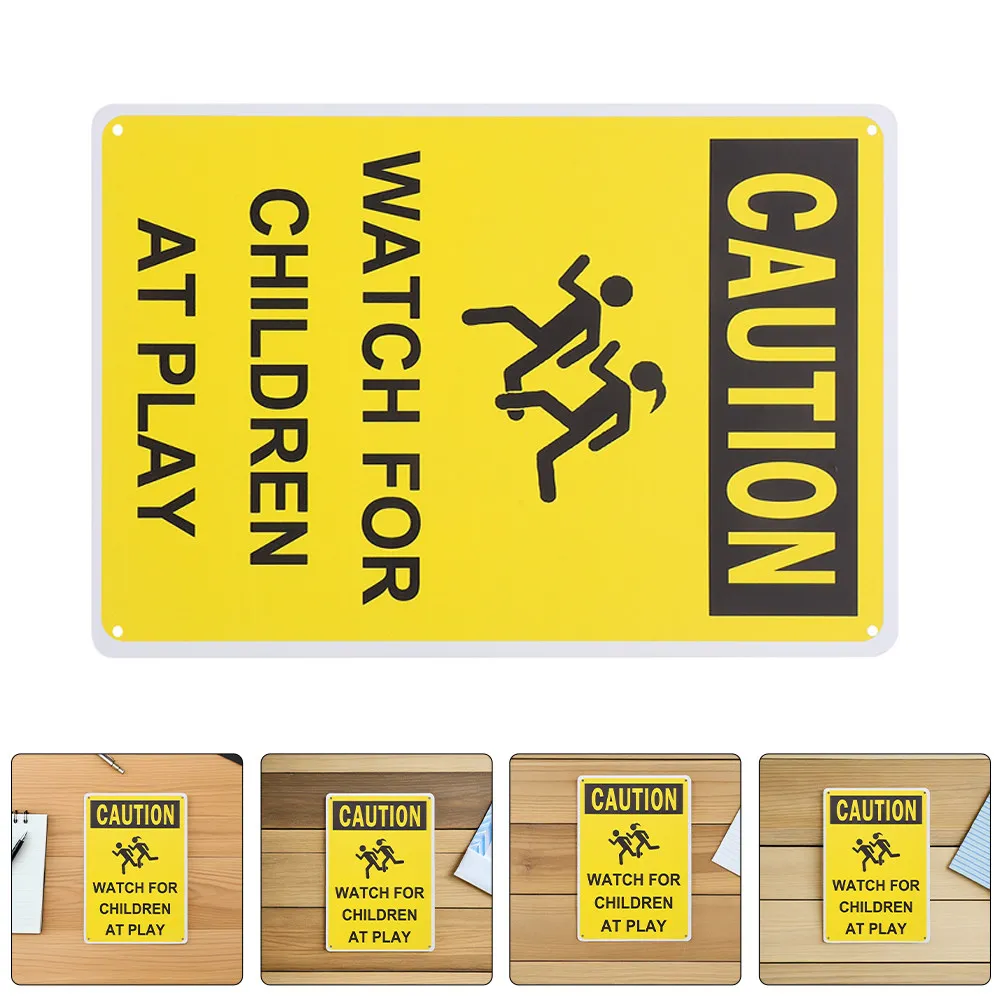2Pcs Child Safety Caution Sign Weatherproof Iron Slow Children Playing Road Sign Standardized Dimensions for Communities Parks