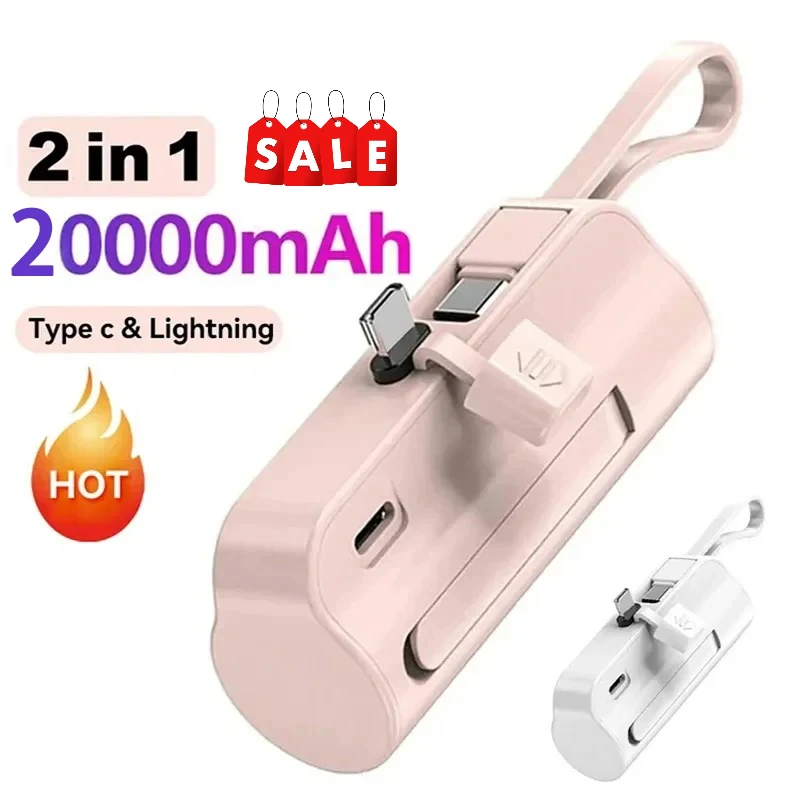 20000mAh Mini Portable Power Bank External Battery Plug Play Power Bank Type-C Fast Effective Charger For iPhone Samsung Huawei