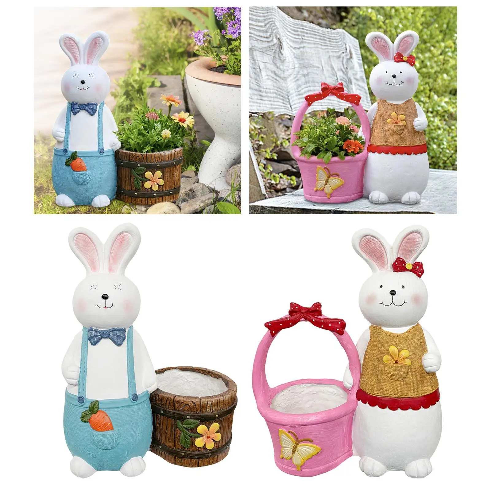 

Creative Resin Flowerpot Rabbit Planter Animal Figurine for Home Garden Patio Yard Decoration Indoor Outdoor Plants