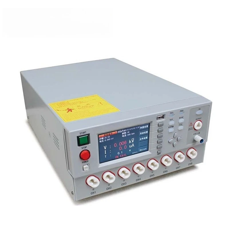 Eight-channel matrix scanning programmable AC and DC withstand voltage insulation tester