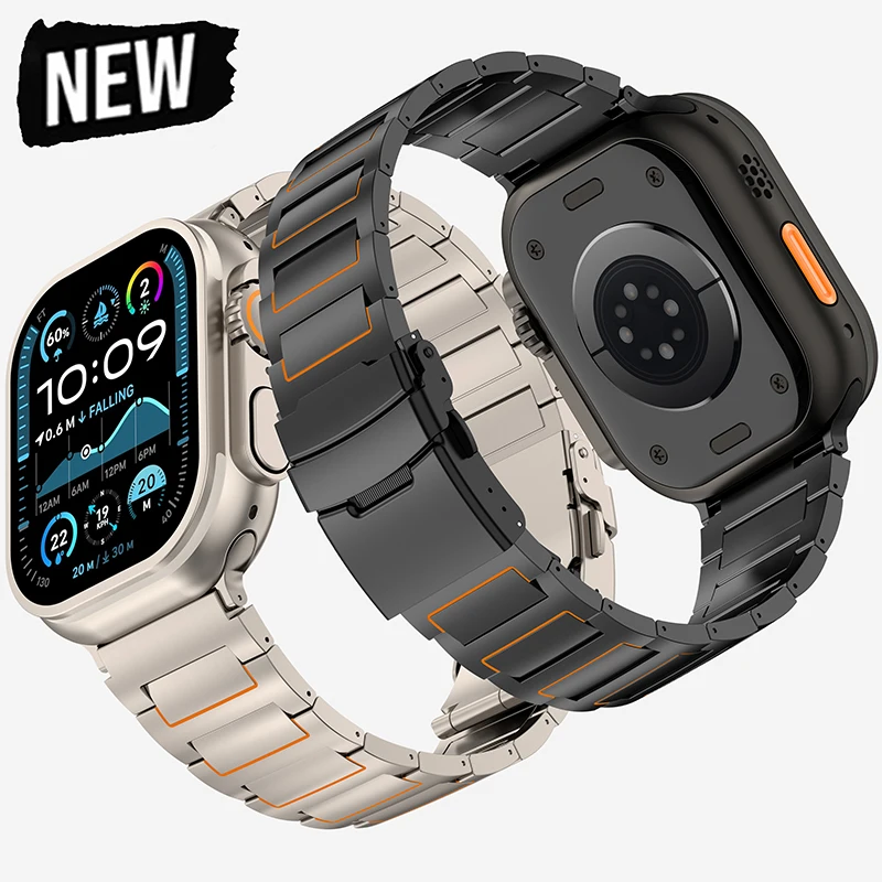 Titanium Luxury Strap For Apple Watch Ultra 2 49mm Series 10 46mm 45mm 44mm Business Metal Bracelet for iWatch 9 8 7 SE 6 Correa