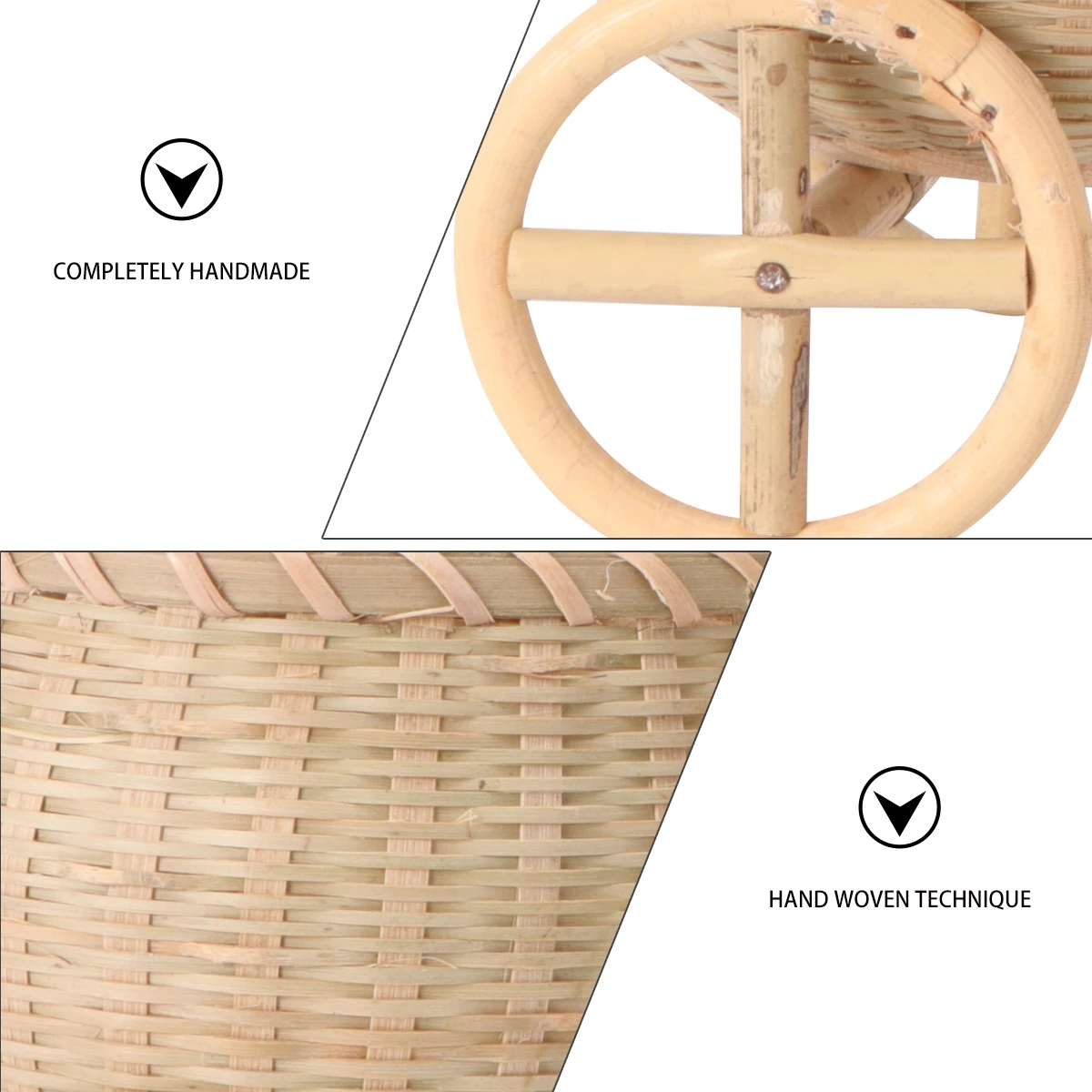 

Bamboo Woven Decoration Mini Handmade Craft Desktop nament Home Storage Basket Fruit Food Container Tricycle Shape Creative
