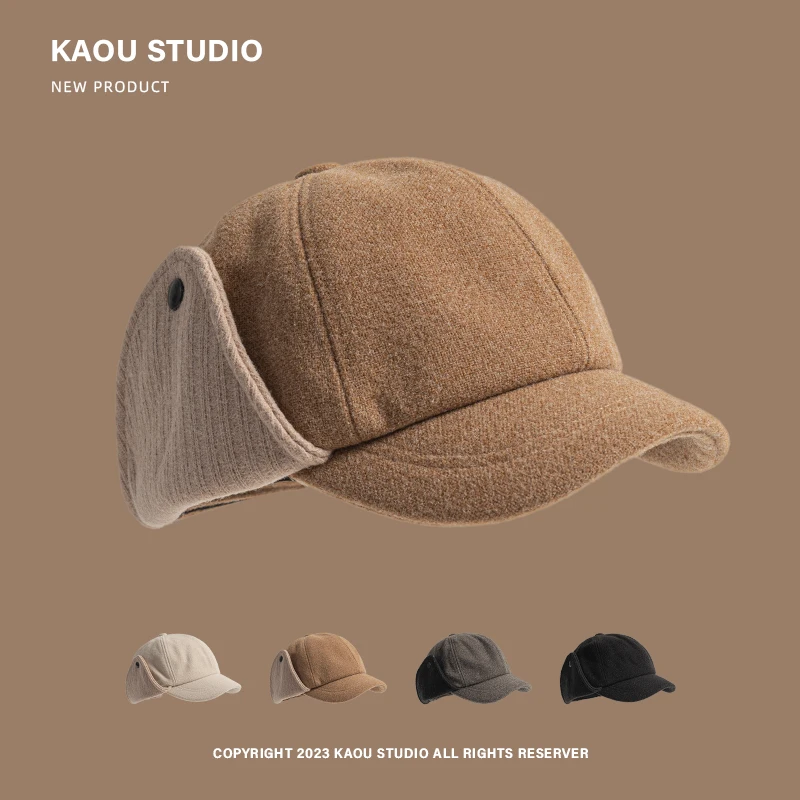 Japanische Retro-Pilotenkappen für Männer und Frauen, Herbst und Winter, verdickt, warm, einfacher Werkzeugstil, kurze Krempe, Bombermützen