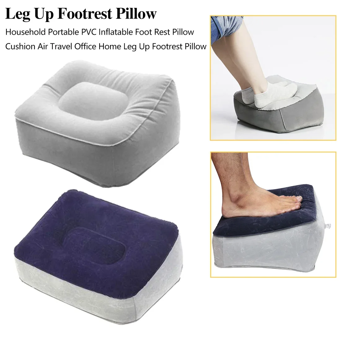 Inflatable Soft Footrest Pillow PVC Inflatable Foot Rest Pillow Cushion Air Travel Office Home Leg Up Relaxing Feet Almohada