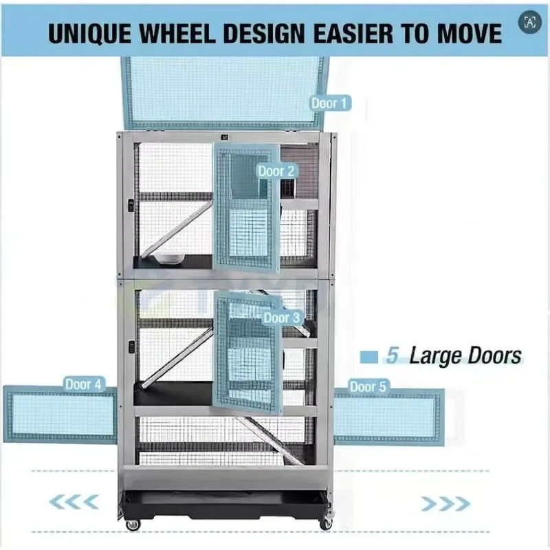 for TYXD 5-Level Metal Chinchilla Cage Large Ferret Mansion with Wheels Chew-Proof Rat Habitat Removable Trays for Easy